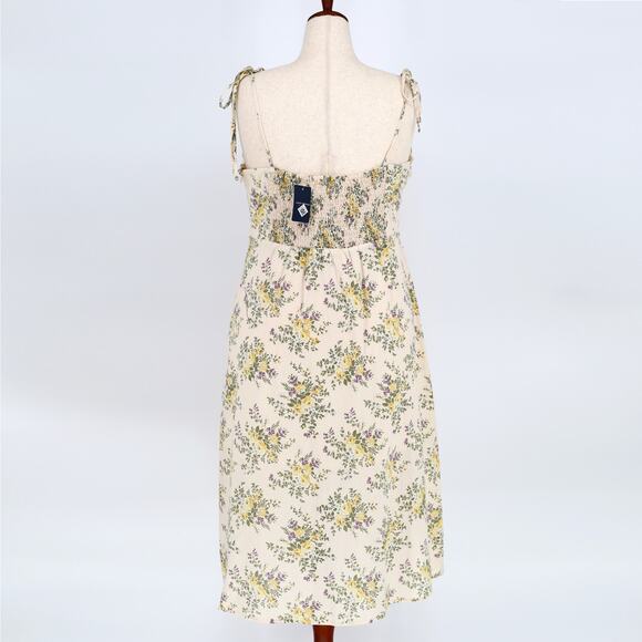 Lucky Brand Women Ivory Floral Cotton/Linen Boho Corset Midi Dress Size XL - Picture 6 of 6